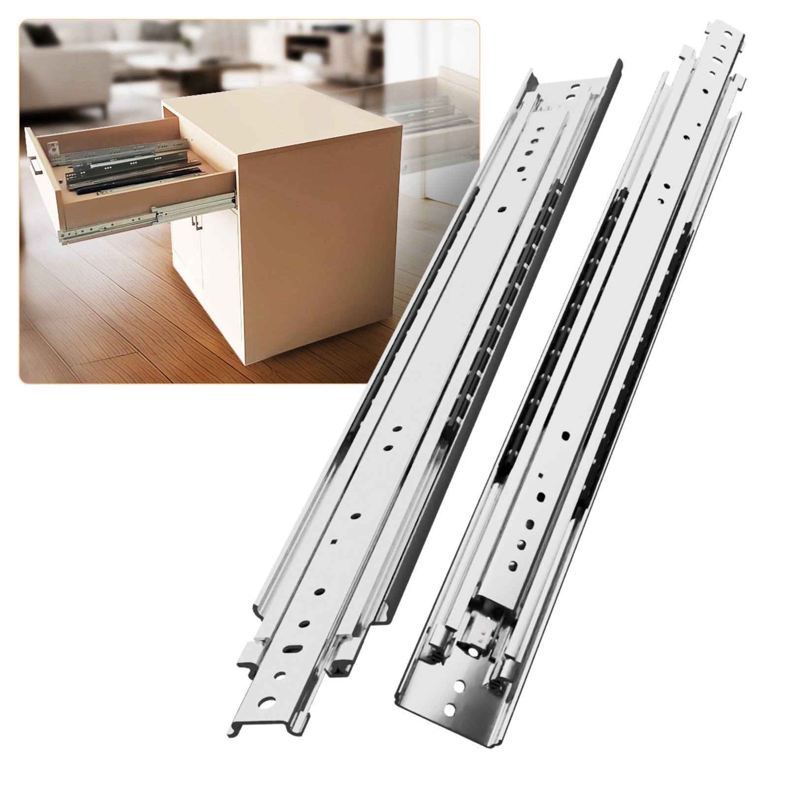 AOLISHENG Two-Way Heavy Duty Drawer Slides 330lb Load Capacity Bidirectional Side Mount Full Extension Ball Bearing Rails for Kitchen Islands,Service Counters, Retail Displays & Room Dividing Cabinets - 1 Pair (AQ7625K1)
