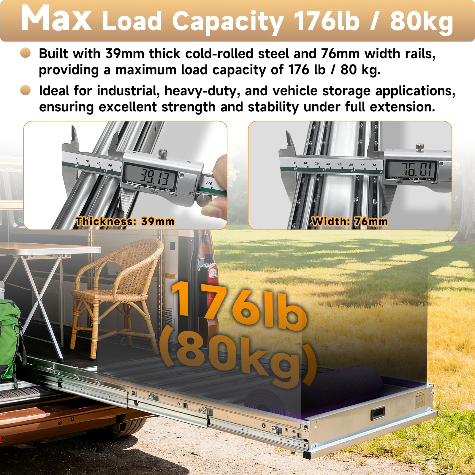 AOLISHENG Double Stack 4-Section Full-Extension Heavy Duty Drawer Slides 180lb Load Capacity Bidirectional Side Mount Full Extension Ball Bearing Rails -1 Pair (AQ7625K2)