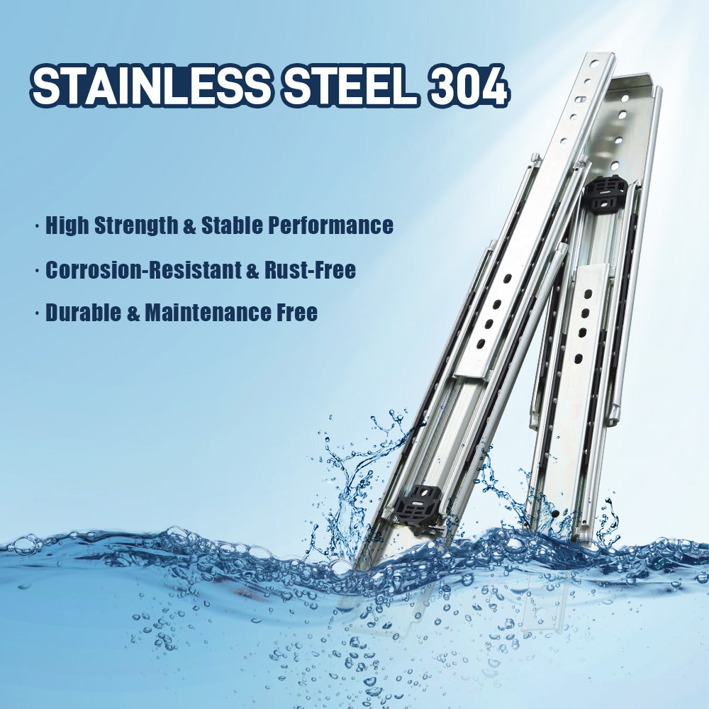 AOLISHENG 500lbs Side Mount Full Extension RV Stainless Steel Drawer Slides Heavy duty rails 1 Pair - W2576