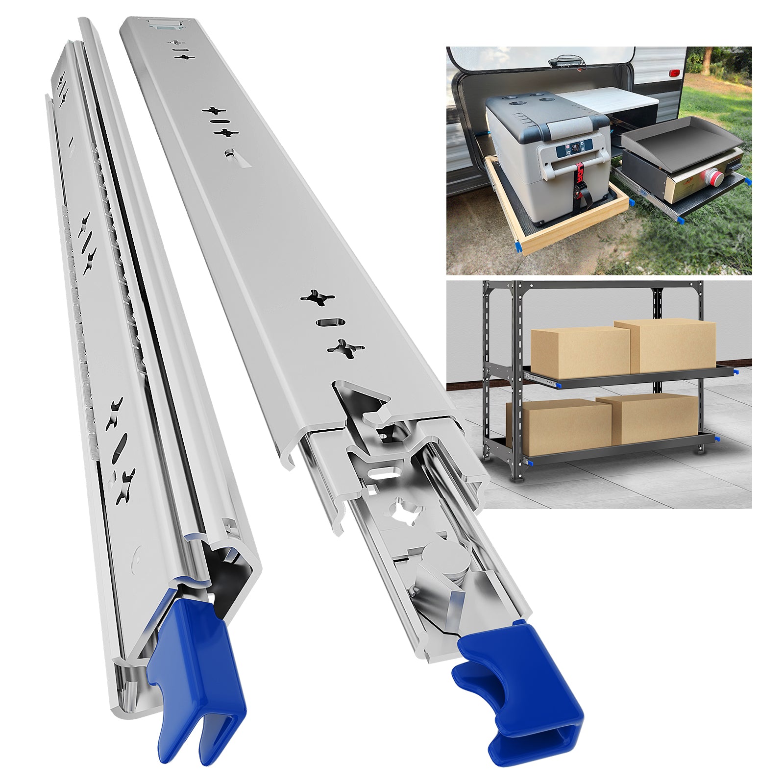 AOLISHENG 265lbs Camper Drawer Slides Side Mounted Heavy Duty Drawer Slides With Lock 1 Pair - D2053
