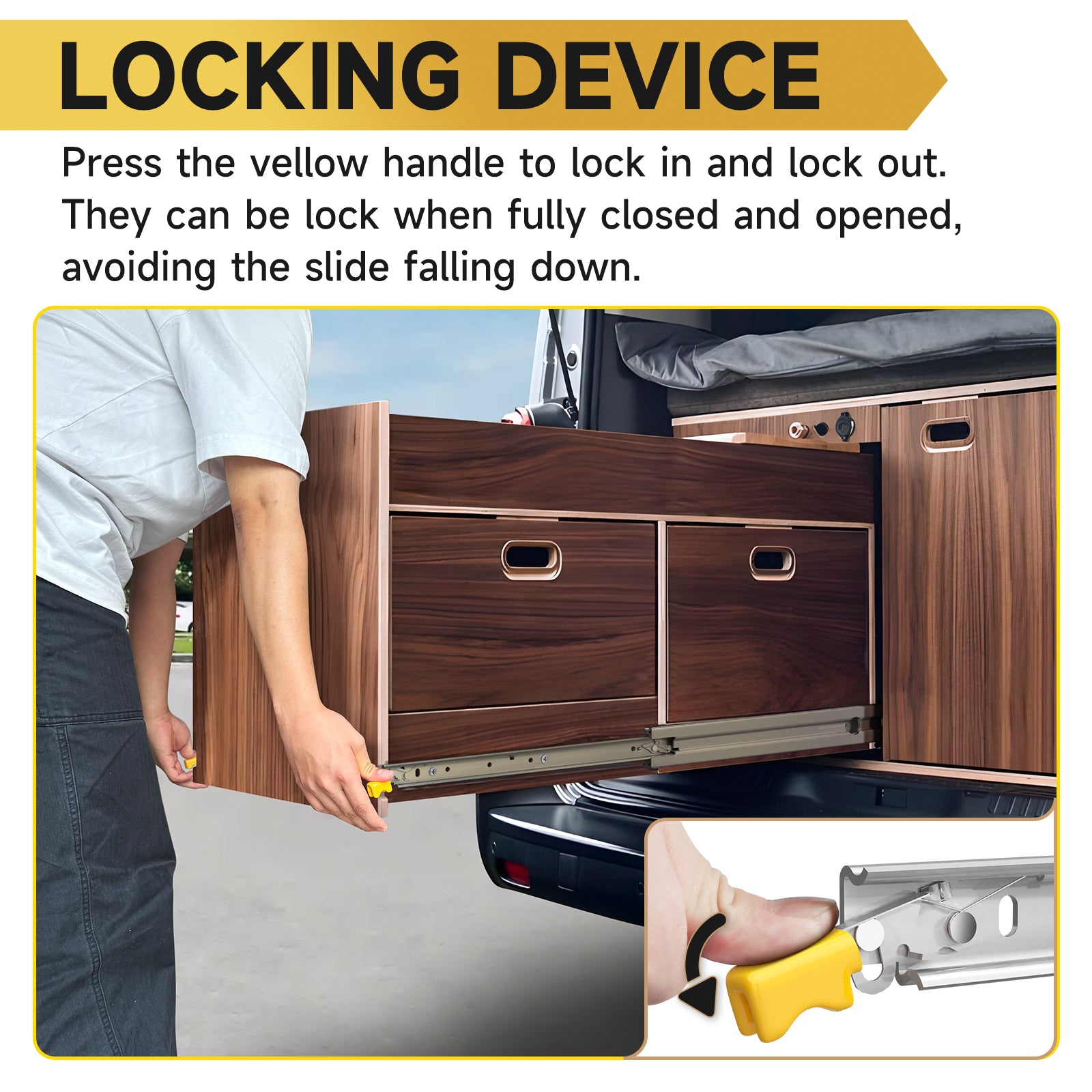 AOLISHENG 500 lb Heavy-Duty Drawer Slides – Stable Full Extension for RV, Outdoor Kitchen, Camper DIY, 1 Pair (D2576)