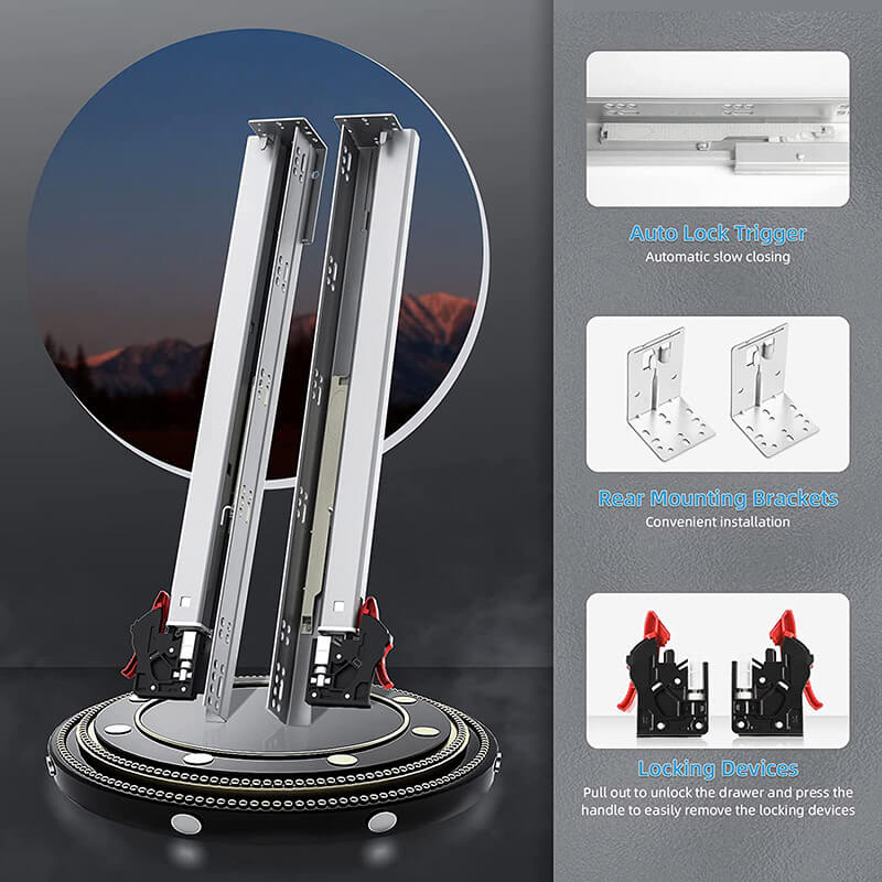 AOLISHENG 80lbs Undermount Soft Close Drawer Slides For Kitchen Cabinets 2 Pair - MK316