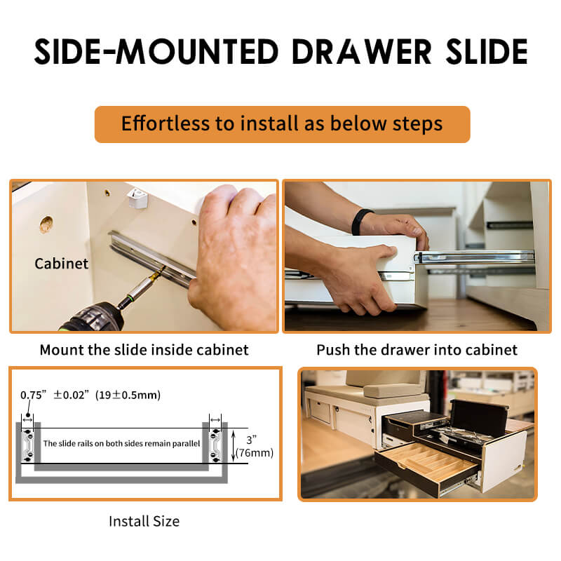 Side Mount Full Extension Drawer Slide
