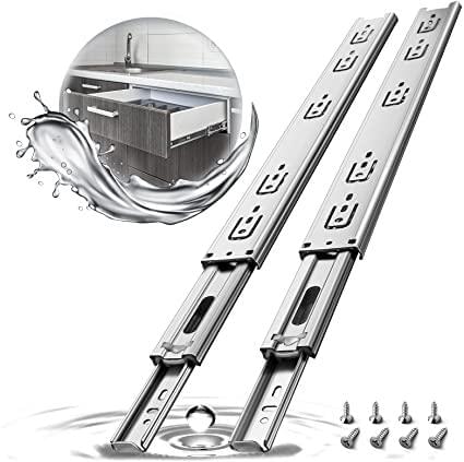 AOLISHENG 100lbs Stainless Steel Full Extension Soft Close Side Mount Drawer Slides 1 Pair - U4510K