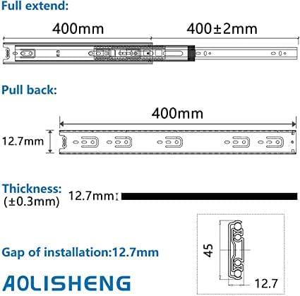 AOLISHENG 100lbs Stainless Steel Full Extension Soft Close Side Mount Drawer Slides 1 Pair - U4510K