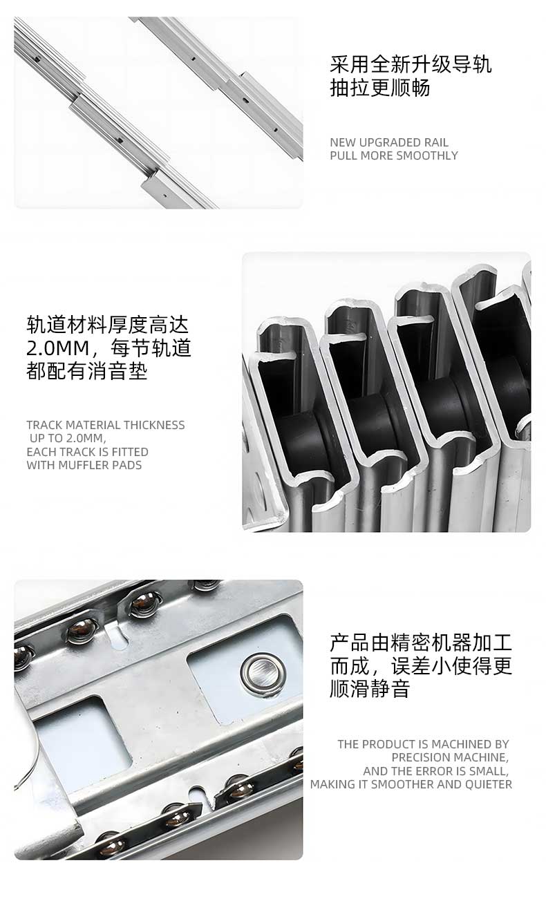 AOLISHENG Hidden Multi-Section Aluminum Drawer Slides Rail, Ultra-Long Telescopic Folding Flat Push Guide for Cabinet Bar Counters——50Pairs（Minimum Order Quantity）