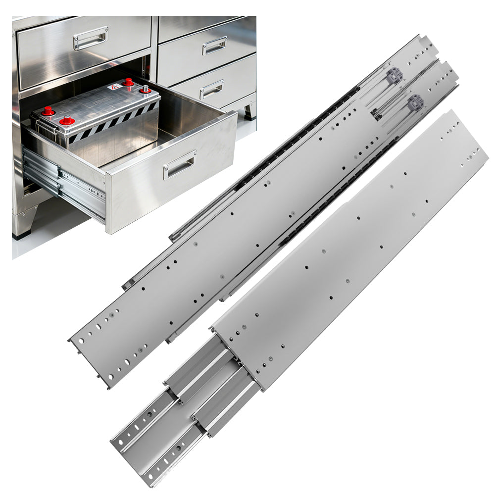 AOLISHENG 770lb Load Capacity Twin-Slide Heavy Duty Drawer Slides Side Mount Full Extension Ball Bearing Rails for Workshops Kitchens Garages and Industrial Settings, ——1Pair  （AQ7625K3）