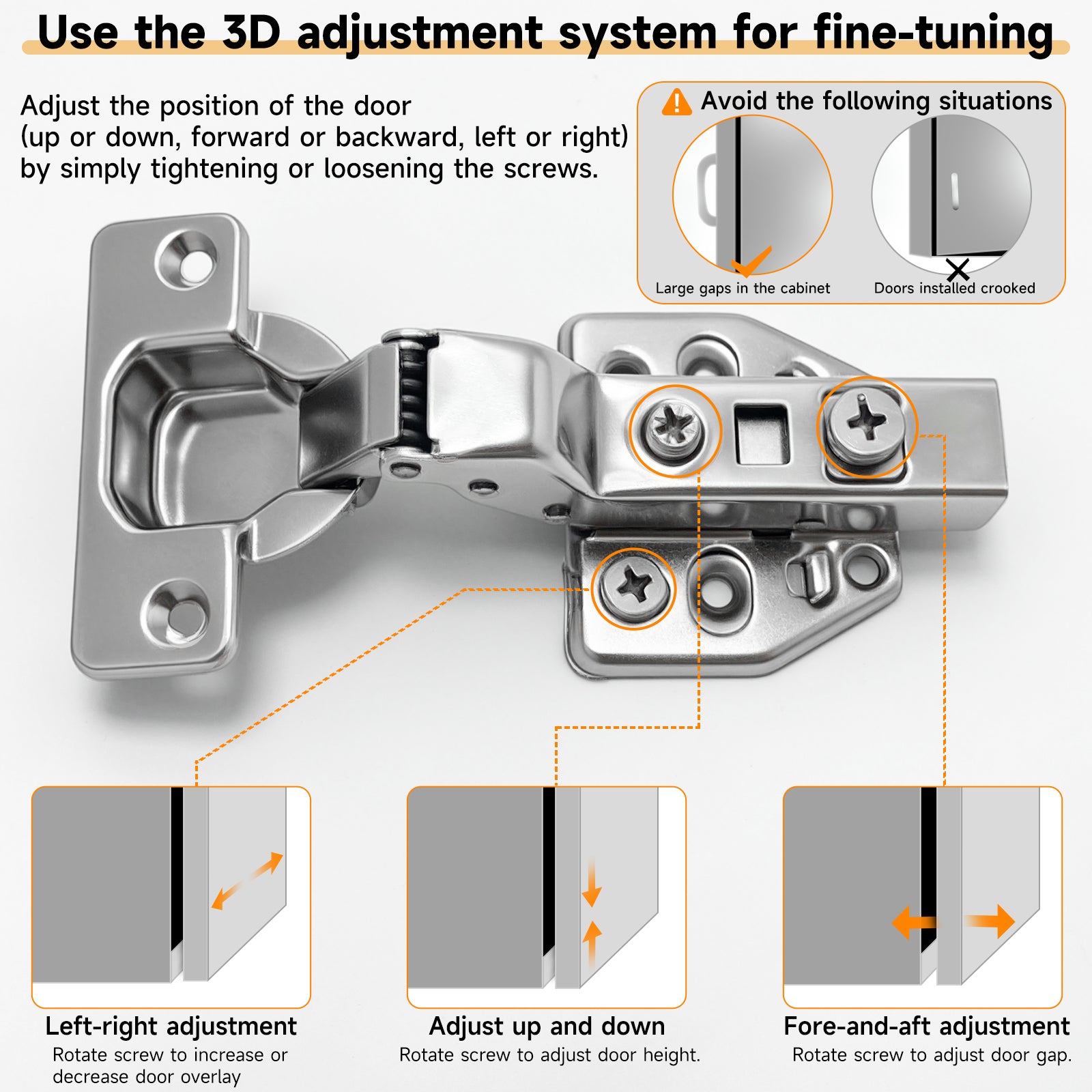 AOLISHENG Bisagras 3D Adjustable Silent Antirust Soft-Closing Steel Kitchen Cabinet Hinges Modern Design Flush Mount Workshop