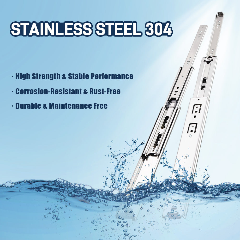 AOLISHENG 150lbs Heavy duty Full Extension Ball Bearing Stainless Steel Drawer Slides Tool Box 1 Pair - W5115