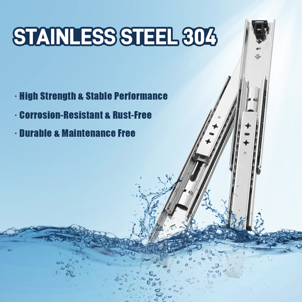 AOLISHENG 265lbs Tool boxs Heavy Duty Full Extension Load Bearing Stainless Steel Drawer Slides 1 Pair - W2053