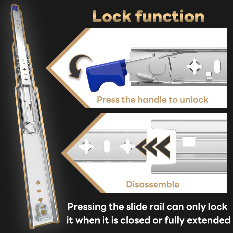 AOLISHENG 265lbs Camper Drawer Slides Side Mounted Heavy Duty Drawer Slides With Lock 1 Pair - D2053