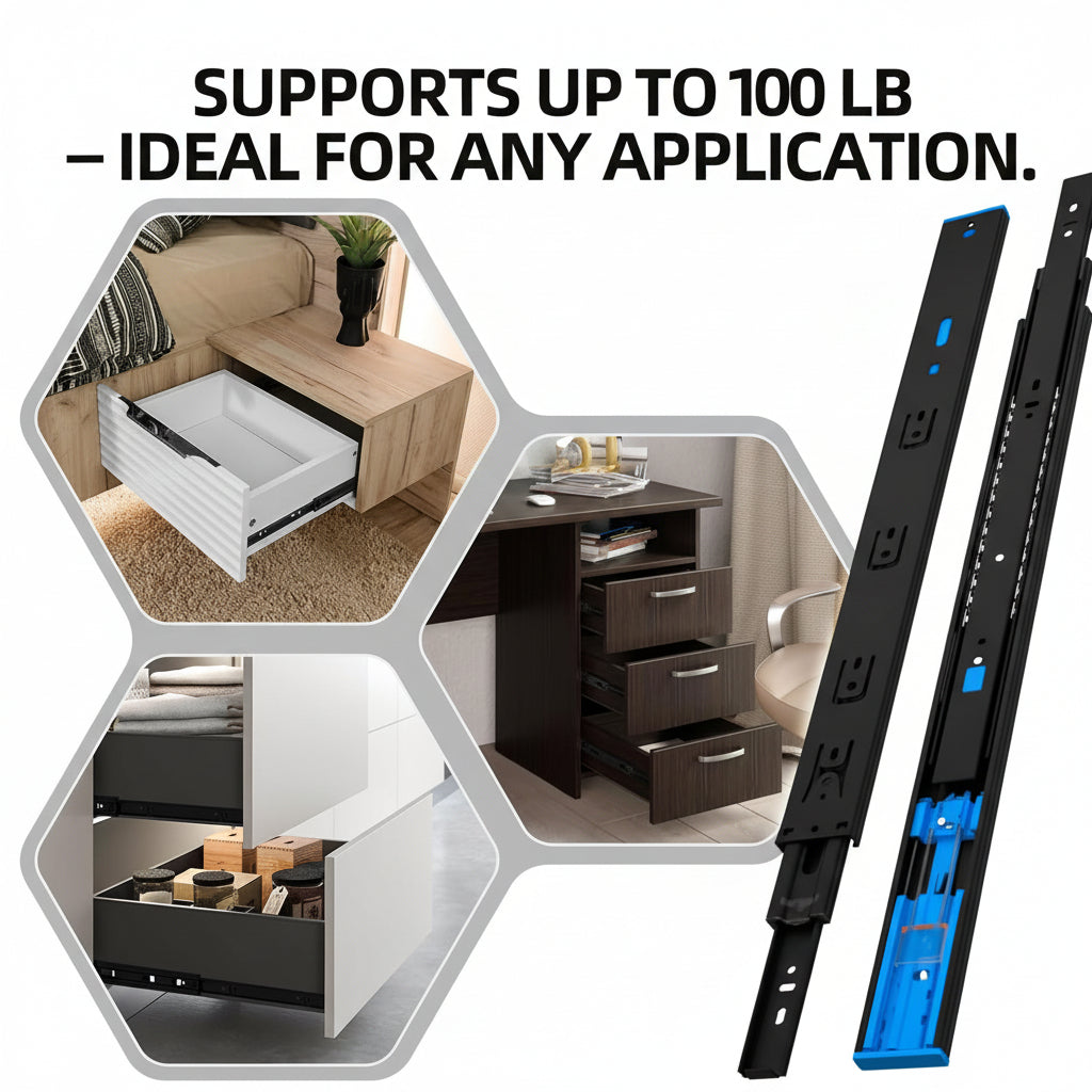 AOLISHENG 100lb Soft Close and Push to Open Drawer Slides - 1 Pair (P4510)