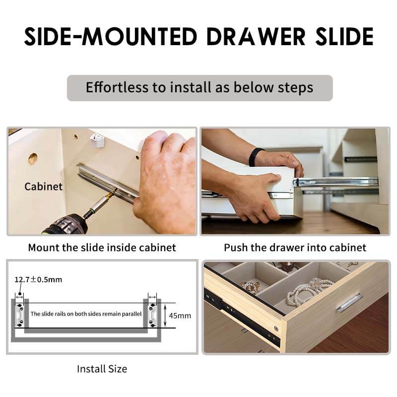 Soft Close Side Mounted Drawer Slide