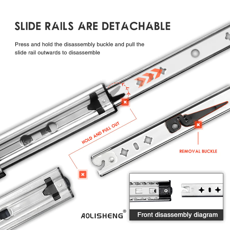 1 Pair 265 lb Load Capacity Heavy Duty Soft Close  Side Mount Drawer Slides