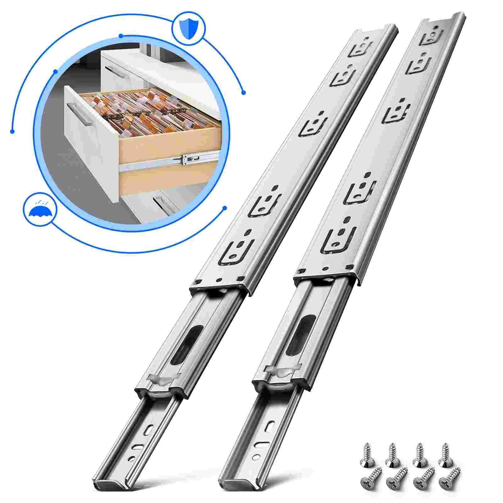 AOLISHENG 100lbs Thickened Stainless Steel Drawer Slides Full Extension Drawer Slides 1 Pair - W1245