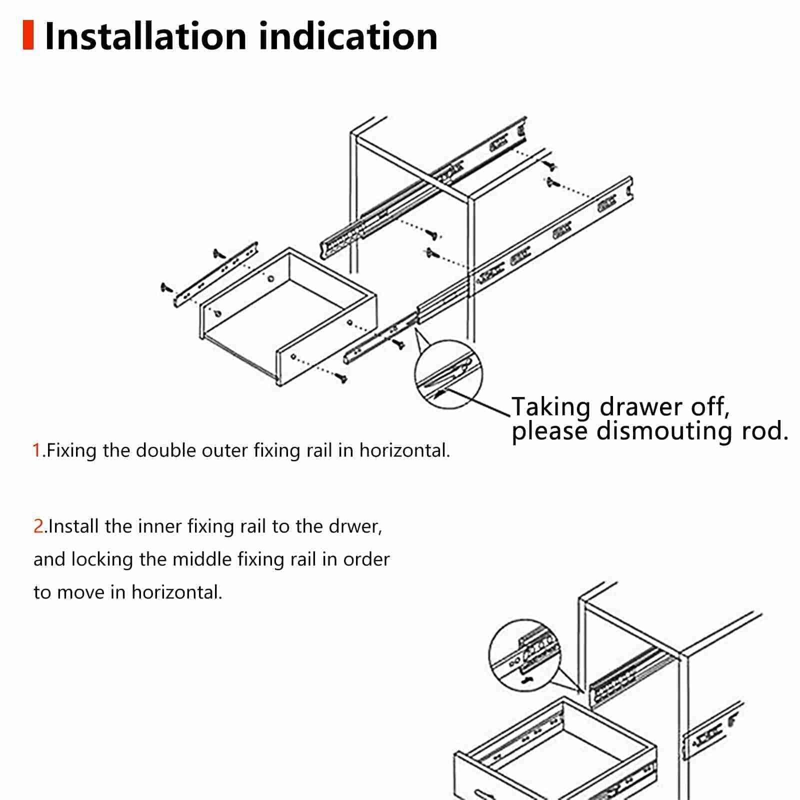 1Pair AOLISHENG Thickened Stainless Steel Drawer Slides U1245