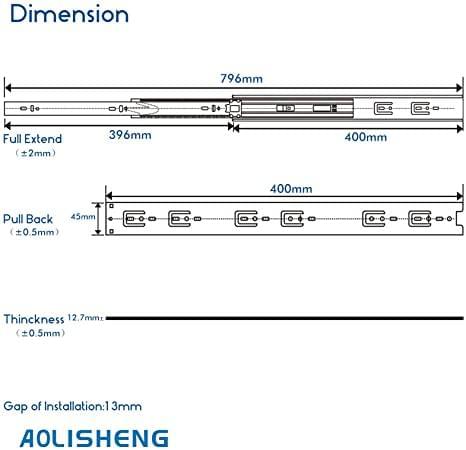 1Pair AOLISHENG Push to Open Side Mount Drawer Slides  F1245