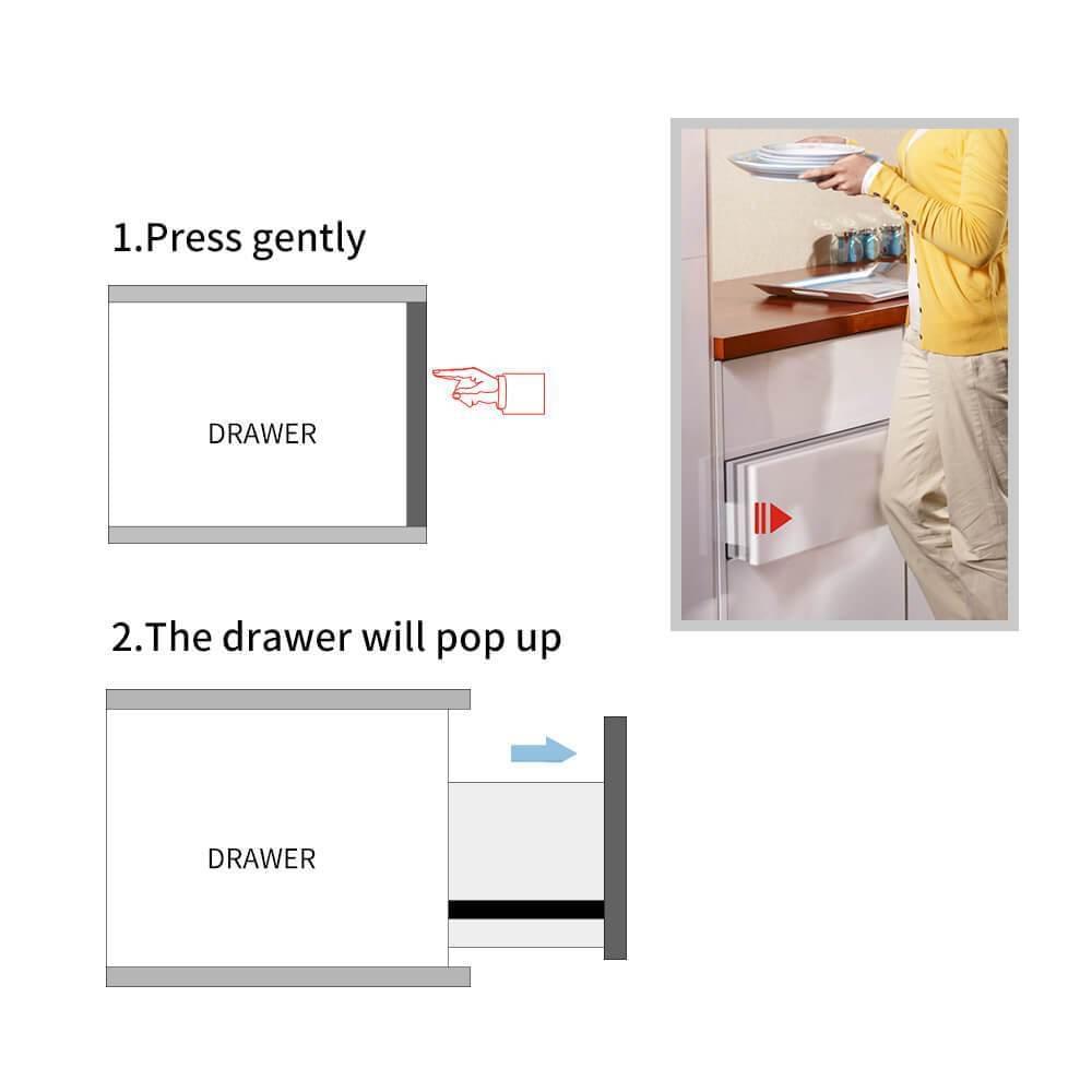 AOLISHENG 100lbs Push to Open Full Extension Side Mount Drawer Slides 3 Pair - F1245