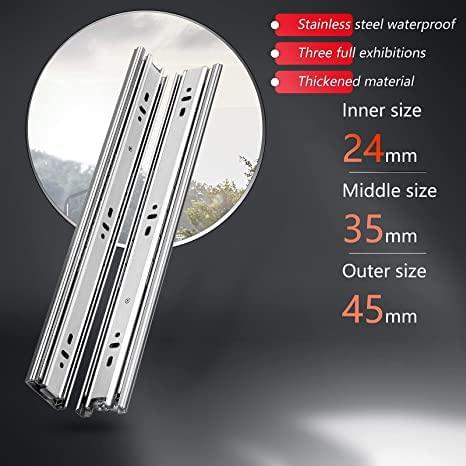 AOLISHENG 100lbs Stainless Steel Full Extension Soft Close Side Mount Drawer Slides 1 Pair - U4510K