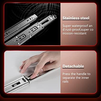 AOLISHENG 100lbs Stainless Steel Full Extension Soft Close Side Mount Drawer Slides 1 Pair - U4510K